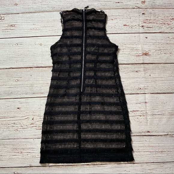 J Crew Black Crochet Fringe Sleeveless Shift Dress Sz 2 - Picture 9 of 15